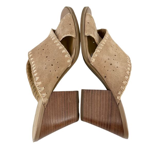 Jack Rogers Blakely Oak Suede 3" Block Heel Sandals 9.5M Tan - Picture 3 of 12